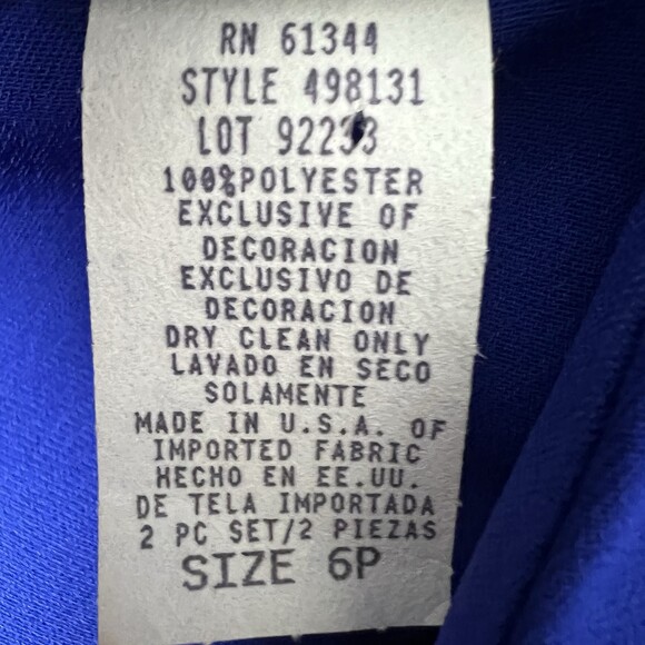 S.L. Fashions Petites 6P Royal Blue Open Front Jacket Beaded Embellished Blazer - Picture 16 of 16